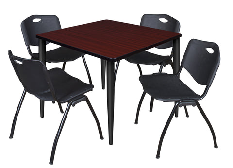 Regency Kahlo 30 in. Square Breakroom Table Top Black Base & 4 M Stack Chairs