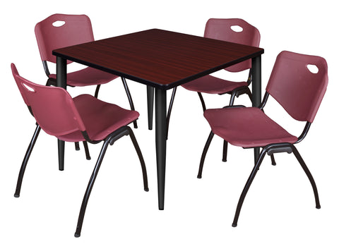 Regency Kahlo 30 in. Square Breakroom Table Top Black Base & 4 M Stack Chairs