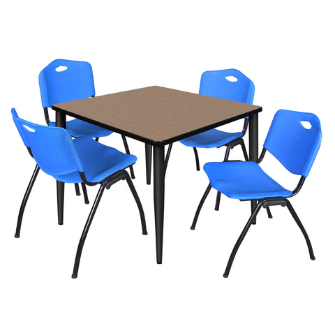 Regency Kahlo 30 in. Square Breakroom Table Top Black Base & 4 M Stack Chairs