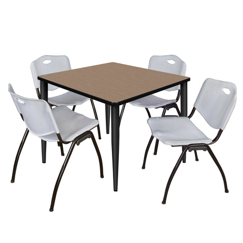 Regency Kahlo 30 in. Square Breakroom Table Top Black Base & 4 M Stack Chairs