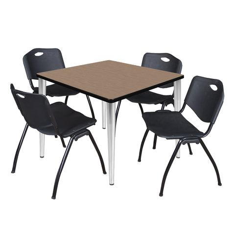 Regency Kahlo 30 in. Square Breakroom Table Top Black Base & 4 M Stack Chairs
