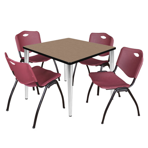 Regency Kahlo 30 in. Square Breakroom Table Top Black Base & 4 M Stack Chairs