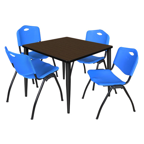 Regency Kahlo 30 in. Square Breakroom Table Top Black Base & 4 M Stack Chairs