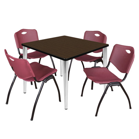 Regency Kahlo 30 in. Square Breakroom Table Top Black Base & 4 M Stack Chairs