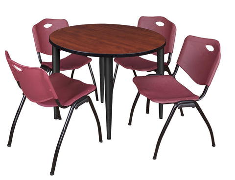 Regency Kahlo 30 in. Square Breakroom Table Top Black Base & 4 M Stack Chairs