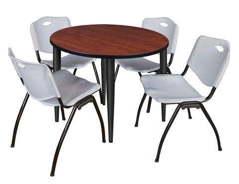 Regency Kahlo 30 in. Square Breakroom Table Top Black Base & 4 M Stack Chairs