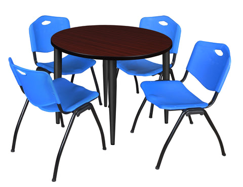 Regency Kahlo 30 in. Square Breakroom Table Top Black Base & 4 M Stack Chairs
