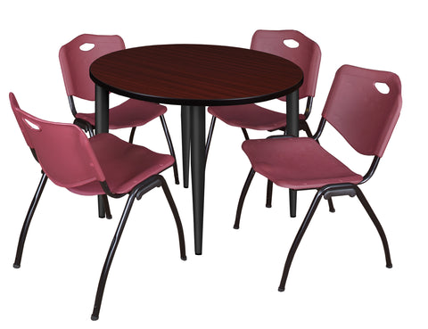 Regency Kahlo 30 in. Square Breakroom Table Top Black Base & 4 M Stack Chairs