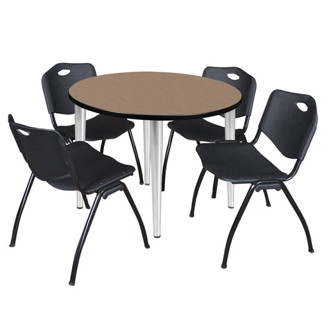 Regency Kahlo 30 in. Square Breakroom Table Top Black Base & 4 M Stack Chairs