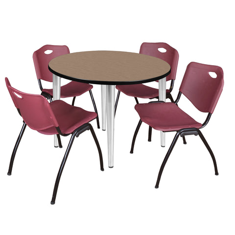 Regency Kahlo 30 in. Square Breakroom Table Top Black Base & 4 M Stack Chairs