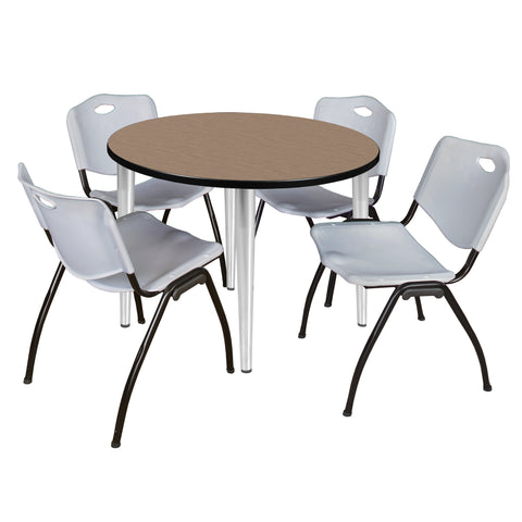 Regency Kahlo 30 in. Square Breakroom Table Top Black Base & 4 M Stack Chairs