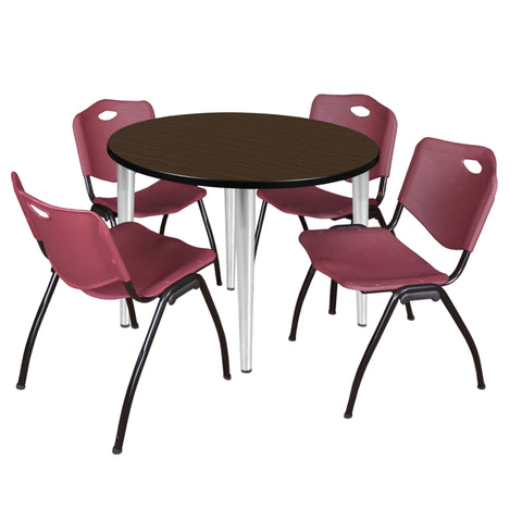 Neo Walnut / Chrome / Burgundy / 42 x 42 Round