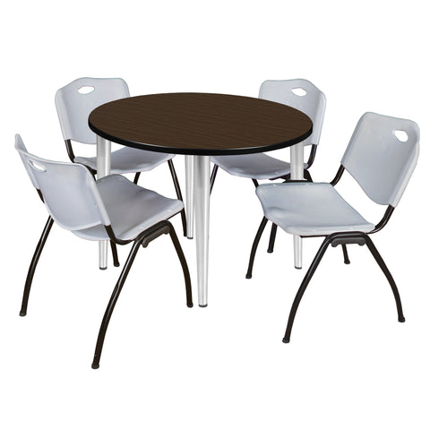 Regency Kahlo 30 in. Square Breakroom Table Top Black Base & 4 M Stack Chairs