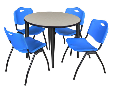 Regency Kahlo 30 in. Square Breakroom Table Top Black Base & 4 M Stack Chairs