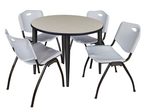 Regency Kahlo 30 in. Square Breakroom Table Top Black Base & 4 M Stack Chairs