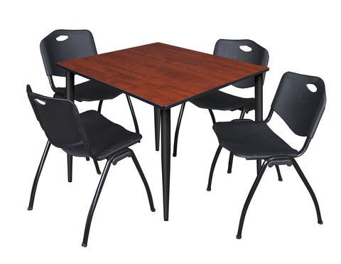 Regency Kahlo 30 in. Square Breakroom Table Top Black Base & 4 M Stack Chairs
