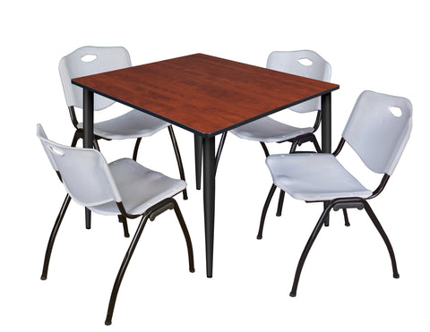 Regency Kahlo 30 in. Square Breakroom Table Top Black Base & 4 M Stack Chairs