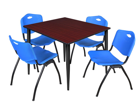 Regency Kahlo 30 in. Square Breakroom Table Top Black Base & 4 M Stack Chairs