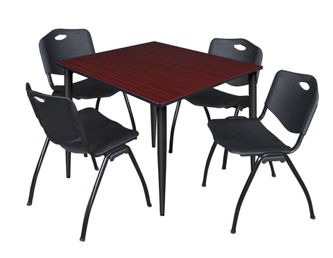 Regency Kahlo 30 in. Square Breakroom Table Top Black Base & 4 M Stack Chairs