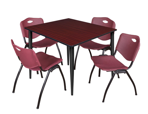 Regency Kahlo 30 in. Square Breakroom Table Top Black Base & 4 M Stack Chairs