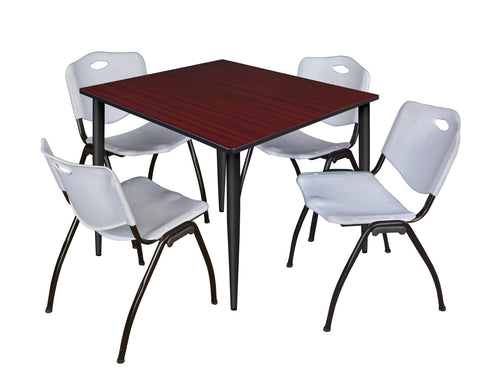 Regency Kahlo 30 in. Square Breakroom Table Top Black Base & 4 M Stack Chairs