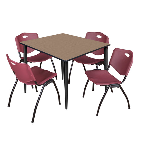 Regency Kahlo 30 in. Square Breakroom Table Top Black Base & 4 M Stack Chairs