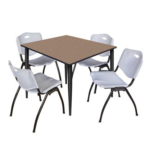 Regency Kahlo 30 in. Square Breakroom Table Top Black Base & 4 M Stack Chairs