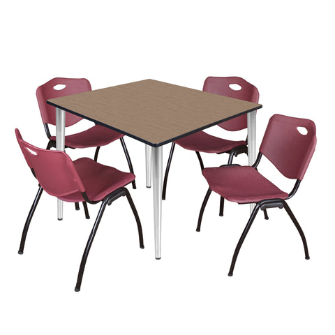 Regency Kahlo 30 in. Square Breakroom Table Top Black Base & 4 M Stack Chairs