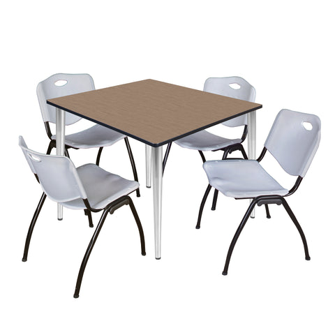 Regency Kahlo 30 in. Square Breakroom Table Top Black Base & 4 M Stack Chairs