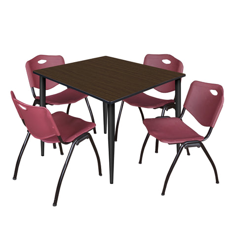 Regency Kahlo 30 in. Square Breakroom Table Top Black Base & 4 M Stack Chairs