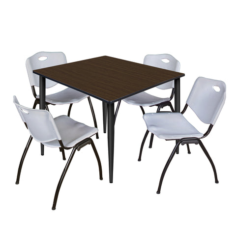 Regency Kahlo 30 in. Square Breakroom Table Top Black Base & 4 M Stack Chairs