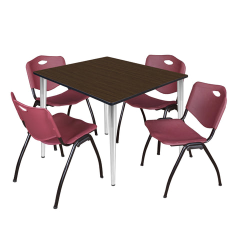 Neo Walnut / Chrome / Burgundy / 48 x 48 Square