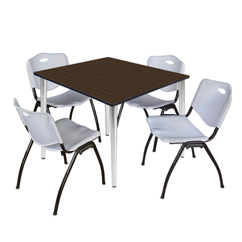 Regency Kahlo 30 in. Square Breakroom Table Top Black Base & 4 M Stack Chairs
