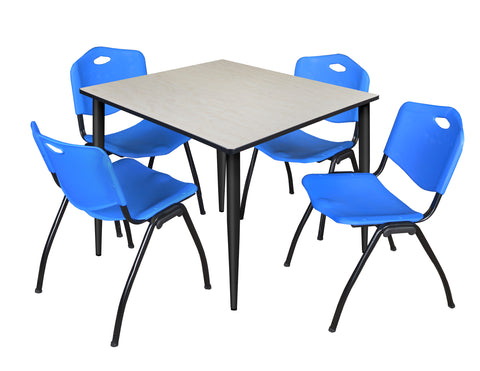 Regency Kahlo 30 in. Square Breakroom Table Top Black Base & 4 M Stack Chairs