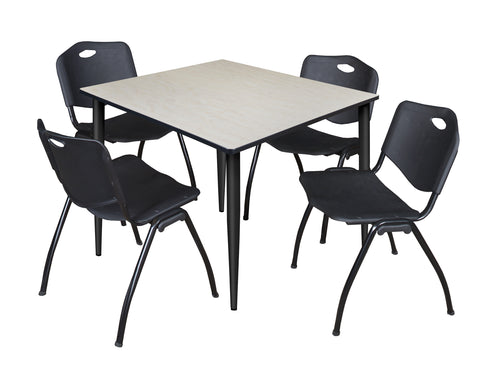 Regency Kahlo 30 in. Square Breakroom Table Top Black Base & 4 M Stack Chairs
