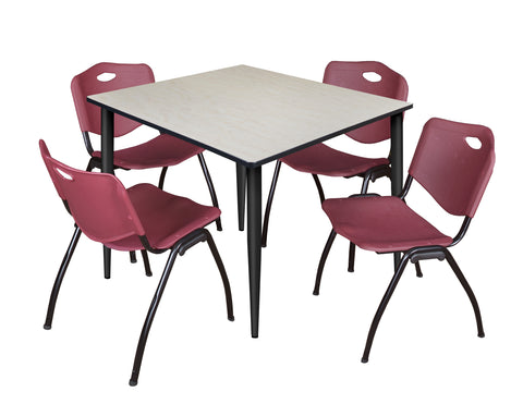 Regency Kahlo 30 in. Square Breakroom Table Top Black Base & 4 M Stack Chairs