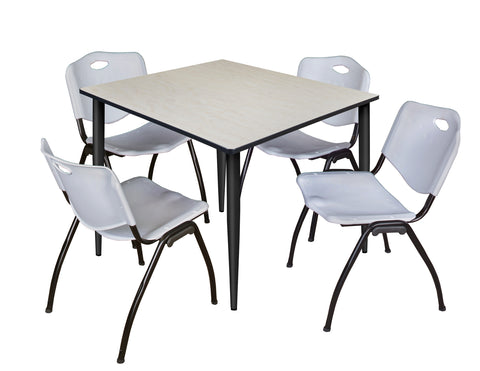 Regency Kahlo 30 in. Square Breakroom Table Top Black Base & 4 M Stack Chairs