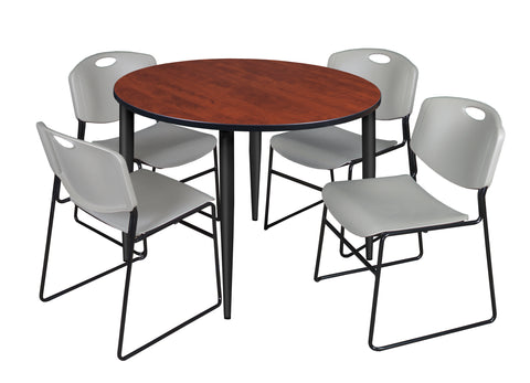 Regency Kahlo 30 in. Square Breakroom Table Top Black Base & 4 Zeng Stack Chairs
