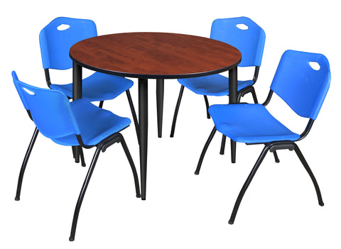 Regency Kahlo 30 in. Square Breakroom Table Top Black Base & 4 M Stack Chairs