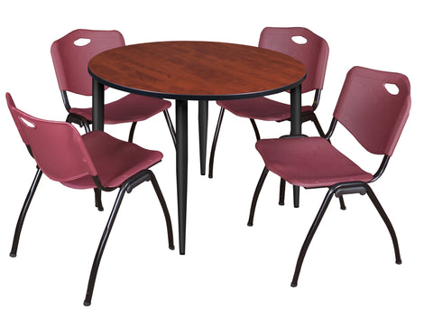 Regency Kahlo 30 in. Square Breakroom Table Top Black Base & 4 M Stack Chairs