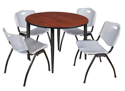 Regency Kahlo 30 in. Square Breakroom Table Top Black Base & 4 M Stack Chairs