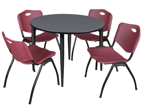 Regency Kahlo 30 in. Square Breakroom Table Top Black Base & 4 M Stack Chairs