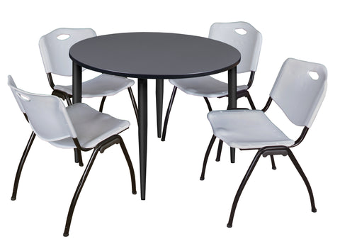 Regency Kahlo 30 in. Square Breakroom Table Top Black Base & 4 M Stack Chairs