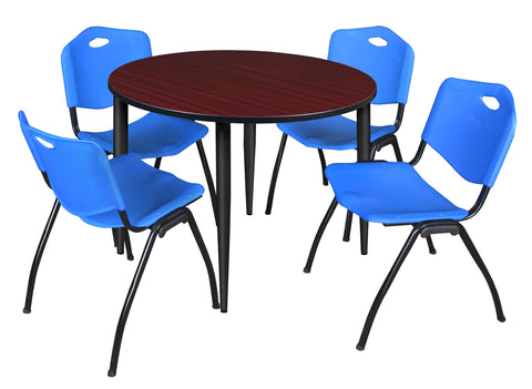 Regency Kahlo 30 in. Square Breakroom Table Top Black Base & 4 M Stack Chairs