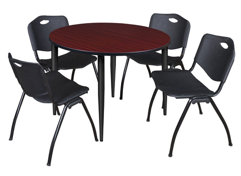 Regency Kahlo 30 in. Square Breakroom Table Top Black Base & 4 M Stack Chairs