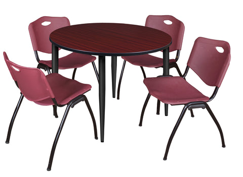 Regency Kahlo 30 in. Square Breakroom Table Top Black Base & 4 M Stack Chairs