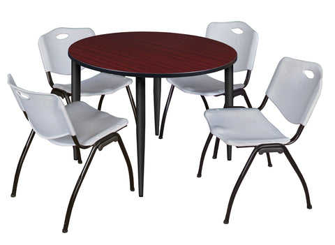 Regency Kahlo 30 in. Square Breakroom Table Top Black Base & 4 M Stack Chairs