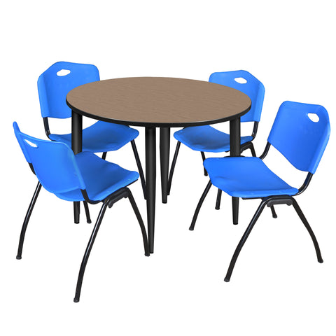 Regency Kahlo 30 in. Square Breakroom Table Top Black Base & 4 M Stack Chairs