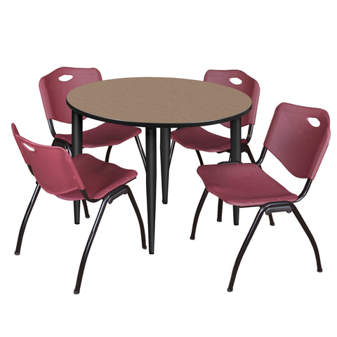 Regency Kahlo 30 in. Square Breakroom Table Top Black Base & 4 M Stack Chairs