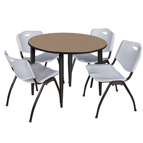 Regency Kahlo 30 in. Square Breakroom Table Top Black Base & 4 M Stack Chairs